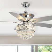 Load image into Gallery viewer, Chrome Ceiling Fan 5 Blades LED Crystal Chandelier &amp; Remote Control 52Inch Ceiling Light Living and Home 2# 
