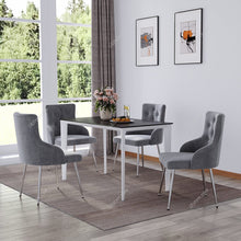 Load image into Gallery viewer, Grey Velvet Tufted Dining Chair with Cushion Living and Home 
