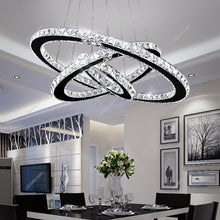Load image into Gallery viewer, Pendant White LED Crystal Chandelier 2/3 Ring Design Ceiling Light Lighting Lamp-Non-Dimmable Pendant Living and Home 72w 
