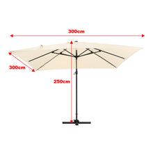 Load image into Gallery viewer, Beige 3 x 3 m Square Cantilever Parasol Outdoor Hanging Umbrella for Garden and Patio Parasols Living and Home 
