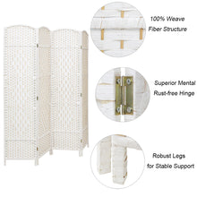 Load image into Gallery viewer, 4/6 White Wooden Panels Folding Room Divider Partition Slat Privacy Screen Living Room Divider Living and Home 

