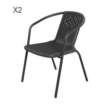 Load image into Gallery viewer, Garden Square Tempered Glass Table and Rattan Chairs GARDEN DINING SETS Living and Home W 105 x L 105 x H 70.5cm Table with 2 Chairs 
