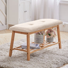 Load image into Gallery viewer, Shoe Bench Bamboo 2 Tier with Shoe Storage Rack Bench Living and Home 
