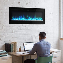 Load image into Gallery viewer, 50 Inch Wall Mounted Electric Fireplace Insert Heater 9 Flame Colours 1800W Wall Mounted Fireplaces Living and Home 
