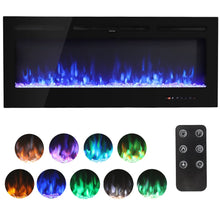 Load image into Gallery viewer, 50 Inch Wall Mounted Electric Fireplace Insert Heater 9 Flame Colours 1800W Wall Mounted Fireplaces Living and Home 
