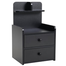 Load image into Gallery viewer, Minimalist Black Wooden Bedside Table with Drawers Cabinets Living and Home 
