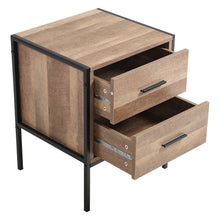 Load image into Gallery viewer, 2 Drawers Industrial Bedside Table Vintage Nightstand End Table End Tables Living and Home 
