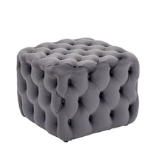 Load image into Gallery viewer, Square Velvet Tufted Cushions Footstool Cocktail Ottoman Pouf Footstool Living and Home 
