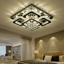 Load image into Gallery viewer, Square LED Ceiling Light with Crystal Heads Ceiling Light Living and Home W 50 x L 50 x H 21 cm Dimmable Warm Glow
