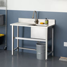 Load image into Gallery viewer, Commercial Kitchen Sink Single Bowl Stainless Steel with Left Drainboard
