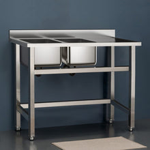 Load image into Gallery viewer, Commercial Kitchen Sink 2 Compartment Stainless Steel with Left Drainboard Living and Home 
