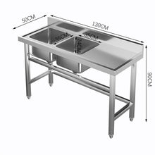 Load image into Gallery viewer, Commercial Kitchen Sink 2 Compartment Stainless Steel with Left Drainboard Living and Home 
