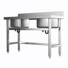 Load image into Gallery viewer, Commercial Kitchen Sink 2 Compartment Stainless Steel with Left Drainboard Living and Home 
