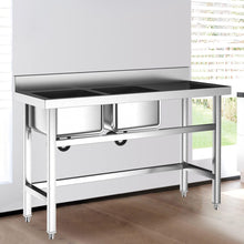 Load image into Gallery viewer, Commercial Kitchen Sink 2 Compartment Stainless Steel with Left Drainboard Living and Home 
