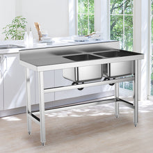 Load image into Gallery viewer, Commercial Kitchen Sink Stainless Steel Wash Basin with 1/2 Bowl Kitchen Sink Living and Home #2 Double Bowl 
