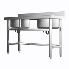 Load image into Gallery viewer, Stainless Steel Kitchen Sink Double Bowls Wash Basin with Drinboard Kitchen Sink Living and Home 
