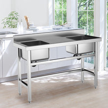 Load image into Gallery viewer, Stainless Steel Kitchen Sink Double Bowls Wash Basin with Drinboard Kitchen Sink Living and Home Middle Drinboard 
