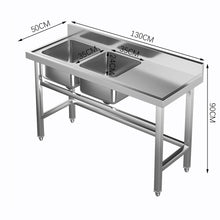 Load image into Gallery viewer, Stainless Steel Kitchen Sink Double Bowls Wash Basin with Drinboard Kitchen Sink Living and Home 
