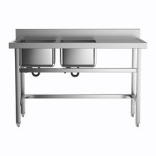 Load image into Gallery viewer, Stainless Steel Kitchen Sink Double Bowls Wash Basin with Drinboard Kitchen Sink Living and Home 
