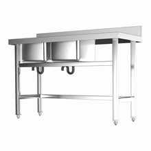 Load image into Gallery viewer, Stainless Steel Kitchen Sink Double Bowls Wash Basin with Drinboard Kitchen Sink Living and Home 
