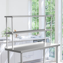 Load image into Gallery viewer, Commercial Kitchen Food Prep Work Table Stainless Steel Single Double Over Shelf Kitchen &amp; Dining Room Tables Living and Home 2 Tiers 150 cm 

