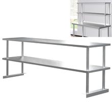 Load image into Gallery viewer, Commercial Kitchen Food Prep Work Table Stainless Steel Single Double Over Shelf Kitchen &amp; Dining Room Tables Living and Home 
