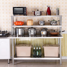 Load image into Gallery viewer, Commercial Kitchen Food Prep Work Table Stainless Steel Single Double Over Shelf Kitchen &amp; Dining Room Tables Living and Home 2 Tiers 180 cm 
