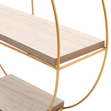 Load image into Gallery viewer, Elegant Round 2-Tier Wall Shelf with Golden Iron Rings �����������������������������������������������
