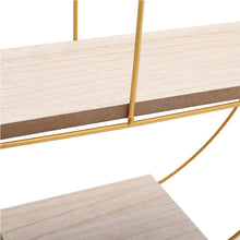 Load image into Gallery viewer, Elegant Round 2-Tier Wall Shelf with Golden Iron Rings �����������������������������������������������
