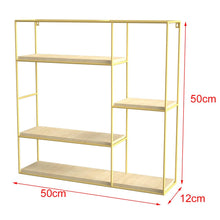 Load image into Gallery viewer, Stylish Square 4-Tier Wall Shelf with Golden Iron Rings �����������������������������������������������
