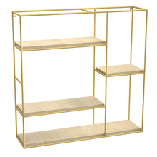 Load image into Gallery viewer, Stylish Square 4-Tier Wall Shelf with Golden Iron Rings �����������������������������������������������
