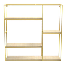 Load image into Gallery viewer, Stylish Square 4-Tier Wall Shelf with Golden Iron Rings �����������������������������������������������
