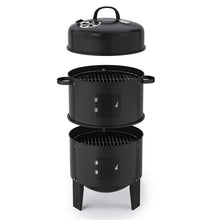 Load image into Gallery viewer, 3 in 1 BBQ Charcoal Grill 3 Tier Smoker Garden BBQ Grill Living and Home 
