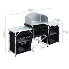 Load image into Gallery viewer, Camping Kitchen Stand Unit Storage Portable Outdoor Black
