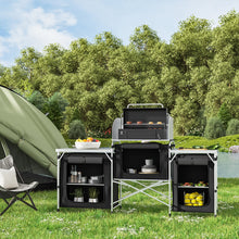 Load image into Gallery viewer, Foldable Camping Kitchen Stand with Wind Shield CAMPING KITCHEN ISLANDS Living and Home Black 
