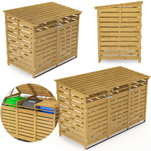 Load image into Gallery viewer, Outdoor Spruce Wood Trash Can Storage Shed
