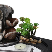 Load image into Gallery viewer, Buddha Zen Tabletop Fountain with LED Light, Tealight Holder and Succulent Fountains &amp; Waterfalls Living and Home 
