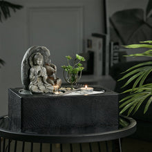 Load image into Gallery viewer, Buddha Zen Tabletop Fountain with LED Light, Tealight Holder and Succulent Table Decorations Living and Home 
