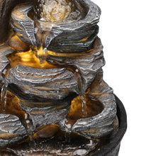 Load image into Gallery viewer, Tiered Rock Cascading Tabletop Water Fountain with LED Crystal Ball
