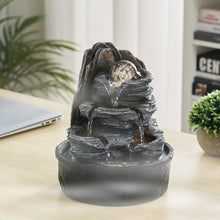 Load image into Gallery viewer, Tiered Rock Cascading Tabletop Water Fountain with LED Crystal Ball
