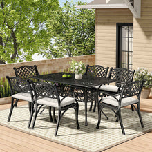 Load image into Gallery viewer, Livingandhome Set of 7 Retro Garden Bistro Set Cast Aluminum with Cushions, AI1048AI1044AI1044AI1044

