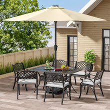 Load image into Gallery viewer, Livingandhome Set of 7 Retro Garden Bistro Set Cast Aluminum with Cushions, AI1048AI1044AI1044AI1044
