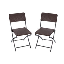 Load image into Gallery viewer, Set of 2 Outdoor Rattan Plastic Folding Chairs for Parties Events and More Garden Dining Sets Living and Home Brown 
