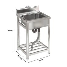Load image into Gallery viewer, Stainless Steel Single Bowl Commercial Kitchen Sink with Bottom Shelf
