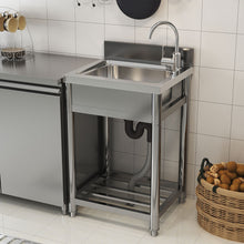 Load image into Gallery viewer, Stainless Steel Single Bowl Commercial Kitchen Sink with Bottom Shelf
