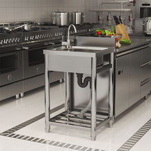 Load image into Gallery viewer, Stainless Steel Single Bowl Commercial Kitchen Sink with Bottom Shelf
