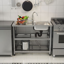 Load image into Gallery viewer, Stainless Steel One Compartment Sink with Drainboard and Shelf Living and Home 
