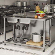 Load image into Gallery viewer, Stainless Steel One Compartment Sink with Drainboard and Shelf Living and Home 
