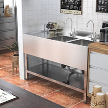 Load image into Gallery viewer, Premium Double Star Stainless Steel Washbasin with Shelf and Front Apron Living and Home 
