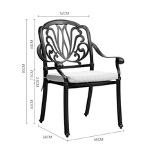 Load image into Gallery viewer, Set of 2 Outdoor Cast Aluminum Dining Chairs with Cushions
